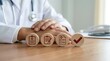 © Pesek Studio - Doctor with medical checklist and approved checkmark icons on wooden blocks