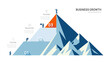 © Feelplus Creator - 3 Step Business mountain pyramid infographic ascending Steps success strategy and financial growth process. presentation vector infographics.