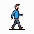 © karapan - A cartoon man in blue shirt walking