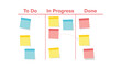 © vector_art - Colorful sticky notes on a kanban board for task management and organization