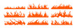 © Good Studio - Hot burning fire flame borders set. Horizontal glowing fiery blazes, orange textured patterns, decorations. Crayon drawing shapes, elements, heat. Flat vector illustration isolated on white background