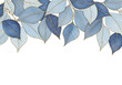 © DesignByNoor - Soft watercolor tropical leaf blue art illustration