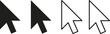 © MstRuna - Set of computer mouse cursor icons, black and white arrow pointers for web interface design, clicking symbols vector illustration isolated on white background