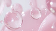 © Arunya - Abstract Macro Shot of Pink Bubbles and Spheres Floating in a Soft Light Environment, Highlighting Transparency and Reflection