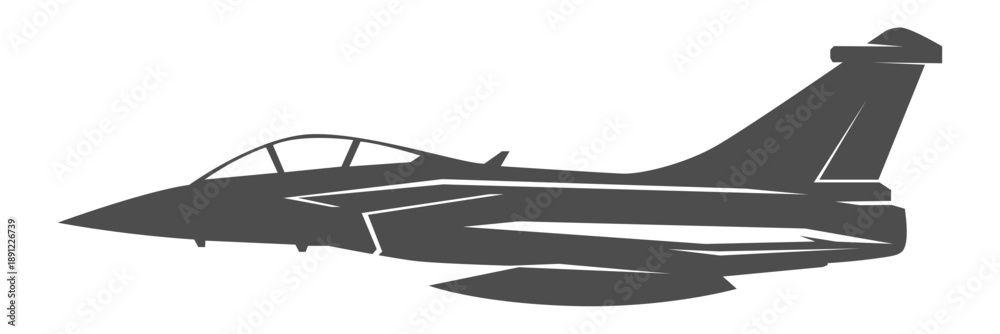 Silhouette dassault rafale military aircraft design from side view ...