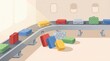 © DesignSells - Colorful suitcases on an airport baggage carousel with soft pastel lighting in illustration