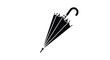 © Tahomina - Solid black silhouette of a closed umbrella angled diagonally with a curved handle isolated on a plain white background.
