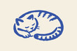 © Victoria - Sleeping cat naive brush sketch vector illustration