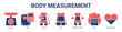 © santerabos - Body Measurement web banner icon vector illustration concept with icon of scales, bmi, waist, fat, weight loss, abs, and heart rate.