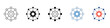 © Muhammad - Versatile icon set illustrating a core technological concept of an interconnected system with a central gear, representing network configuration, data processing, and digital infrastructure management