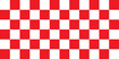 © As - red and white chess pattern. Checkerboard seamless vector illustration. Abstract checkered checkerboard for game. Grid geometric square shapes. Race flags.