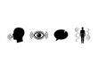 © AFContributor - Communication and Dialogue Icon Set Showing Human Interaction, Eye Contact, Speech Exchange, and Social Connection Concepts in Minimal Black Style