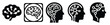 © Pallobroy - Stylized icon set of a  neural intelligent system on white background. Machine learning silhouette Icons in solid and silhouette versions.