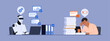 © elenabsl - Efficient AI robot completing his tasks and exhausted office worker