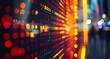 © Anyket - Abstract digital data stream on futuristic stock exchange display with orange light bokeh effect representing global financial markets technology economy information flow and computer analytics