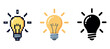 © supplement - Pixel, flat, and silhouette light bulb icons on white background