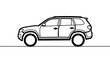 © caturmaulana - Simple black and white line art drawing of a modern SUV or station wagon in side profile.