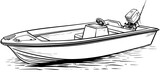 Boat with a motor on the water coloring page