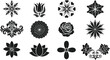 © MDSOBUJ - Ornamental floral mandala and lotus vector icon set with decorative botanical black silhouette designs
