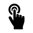 © Marcelino - A black silhouette of a hand with the index finger touching a circular target, representing a click, touch gesture, or selection on a digital interface.