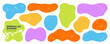 © Anastasiia Hevko - Irregular blob text shape set with crayon texture. Colorful abstract liquid and wavy shapes. Squiggly border frames with place for text. Hand drawn vector texture uneven playful funky blobs.