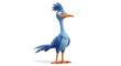 © Anindito - A vibrant blue cartoon bird with a long beak and orange legs stands on a white background, looking curious.