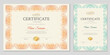 © Uliya - Professional certificate and diploma template in horizontal and vertical formats. Elegant orange and green guilloche frames. Vector-based editable layout for awards and business.