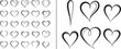 © reza - A collection of elegant, hand-drawn calligraphic heart vectors. These black ink-style sketches feature graceful swirls and minimalist line art on a clean white background.