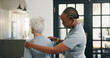 © WesJVR/peopleimages.com - Woman, physiotherapist or senior patient with checkup for back pain, muscle recovery or healing. Female person, physio or checking shoulders with elderly for medical assessment or exam in practice