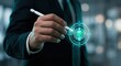 © Gayan - Professional businessman in a formal suit selecting a top job candidate using a digital stylus on a glowing holographic interface with people icons, HR recruitment and talent acquisition concept.