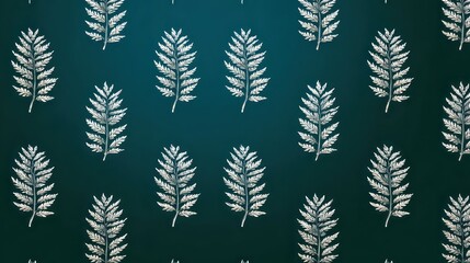 Naklejka na meble Seamless Pattern of White Pine Tree Branches on Dark Green Background Perfect for Winter Holiday Themed Backgrounds and Wrapping Paper Projects