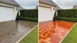 © Valery - Clean driveway before and after pressure washing showing stone pavement restoration and home exterior improvement service