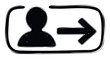 © Maestro - Hand drawn user profile icon with a right arrow inside a rectangular frame, representing login, account access, or next step functionality for web and mobile applications