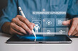 © Amara - AI workflow automation concept. artificial intelligence software, Businessman uses AI Agent with Coding flow process technology, interface nodes triggers data tools