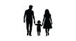 © ArtBySalea07 - A family of three a father mother and young daughter hold hands while walking forward presented as a silhouette
