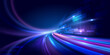 © Phantip - Abstract futuristic digital technology background vector illustration featuring glowing light trails and dynamic data flow with left copy space for text in cyber space, suitable for ai, big data, fint