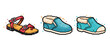 © supplement - Pixel art sandal and boots with buckle and fur lining. Not editable stroke