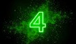 © Supri - A luminous green number four with a white outline amidst a smoky, abstract explosion against a dark backdrop