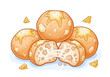 © Aclock - Stack of cheese bread buns together.
