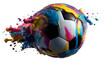 © Somphone - Soccer Ball Art: The vibrant soccer ball bursts with color, creating a dynamic visual that captures the spirit of the game.