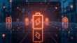 © PromptWorksStudio - High capacity battery energy storage icon glowing orange neon