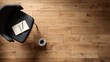 © Nurul - Cozy view of notebook on a chair with coffee on light wood floor