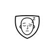 © Maul One - vector concept of person sleeping icon integrated with shield outline representing defense and wellbeing