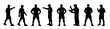 © stas111 - Coach silhouettes giving instructions and commands. Sports trainer figures with gestures and clipboard