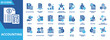 © Critical - Accounting icon collection set. Containing balance sheet, revenue, financial transaction, analysis, deposit, financial audit, asset, credit icon. Simple flat vector