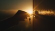 © YanabY - Opening a door with a key at sunset revealing warm sunlight in the background