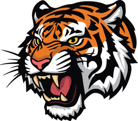  Roaring tiger head mascot vector character for school and club sports logos