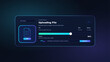 © 24 std - Cloud File Upload Interface with Progress Bar on Dark UI. Loading window in futuristic colors, bar interface for mobile App, Web site, dashboard. UI, UX upload. Vector graphic