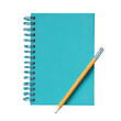© Dn Design - Minimalist teal blue spiral-bound notebook with a textured hardcover ,isolated on transparent background