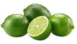 © fix - A vibrant cluster of fresh limes, showcasing the bright green hue of their rind and the juicy freshness of a cut lime, perfectly capturing the essence of the healthy citrus.